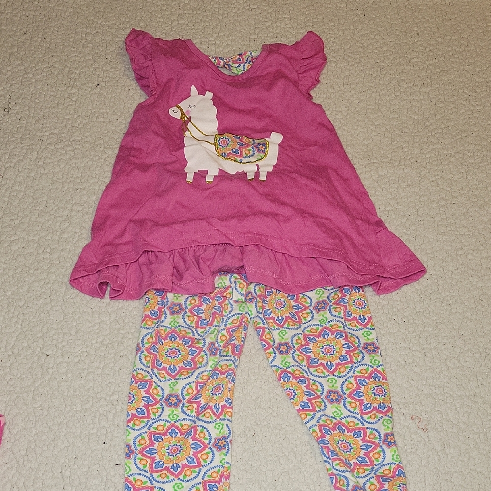 Nannette Kids Fuchsia Dress with Multicolor Leggings